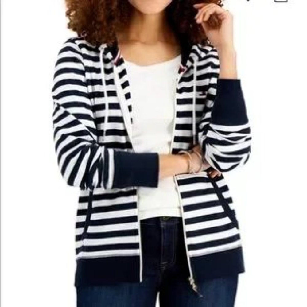 Nautical Striped Full Zip Hoodie